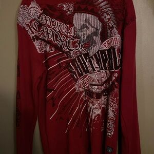 SouthPole Red Graphic Long Sleeve Shirt